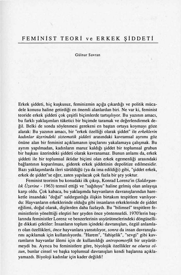 Feminist Teori ve Erkek Siddeti PDF – Gülnur Savran