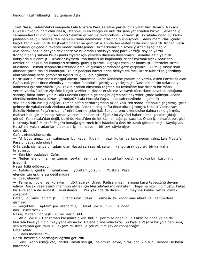 Sultanlarin Aski PDF – Feridun Fazil Tulbentci