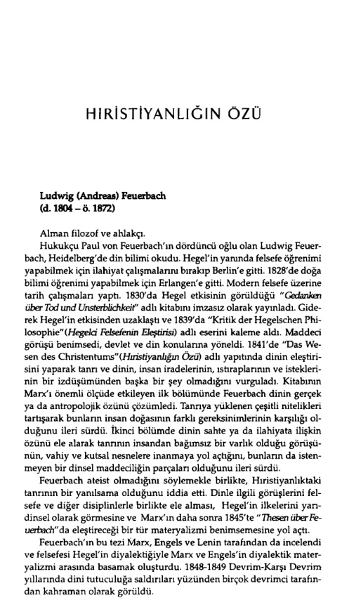 Hıristiyanlığın Özü PDF – Feuerbach