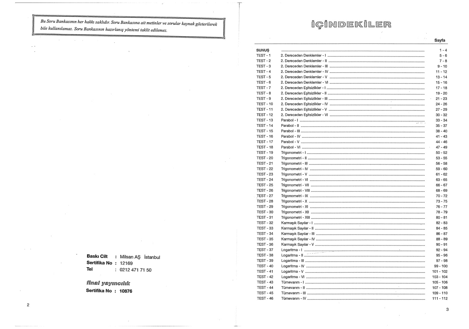 Final Yayıncılık LYS Matematik Soru Bankası PDF – Final Yayıncılık Komisyon