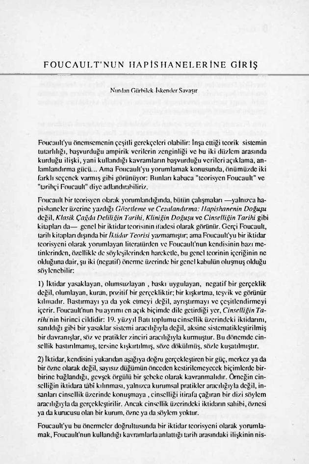 Foucault’nun Hapishanelerine Giris PDF – Nurdan Gürbilek, Iskender Savasir