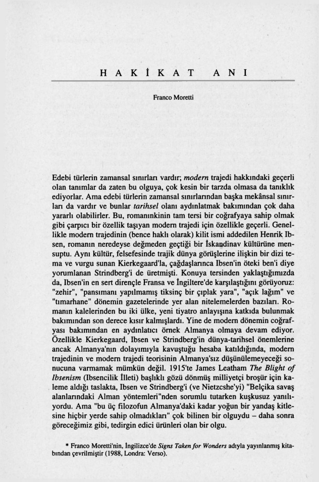 Hakikat Anı PDF – Franco Moretti
