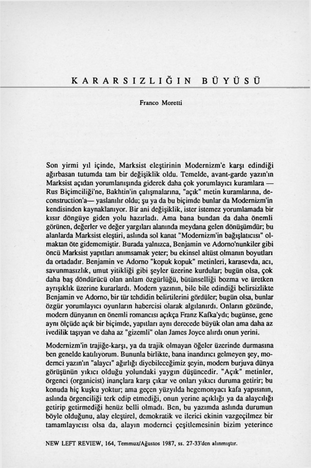 Kararsızlığın Büyüsü PDF – Franco Moretti