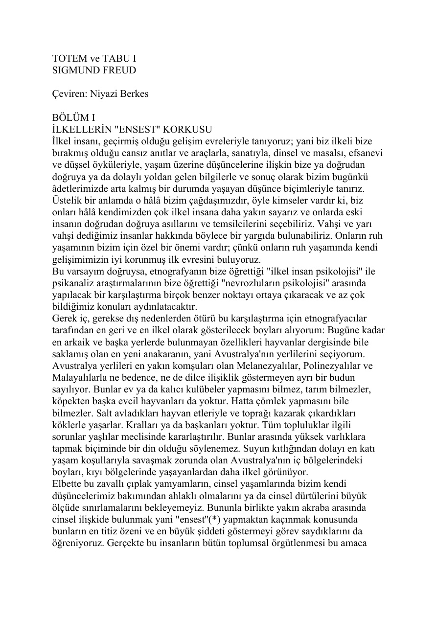 Totem ve Tabu PDF – Sigmund Freud