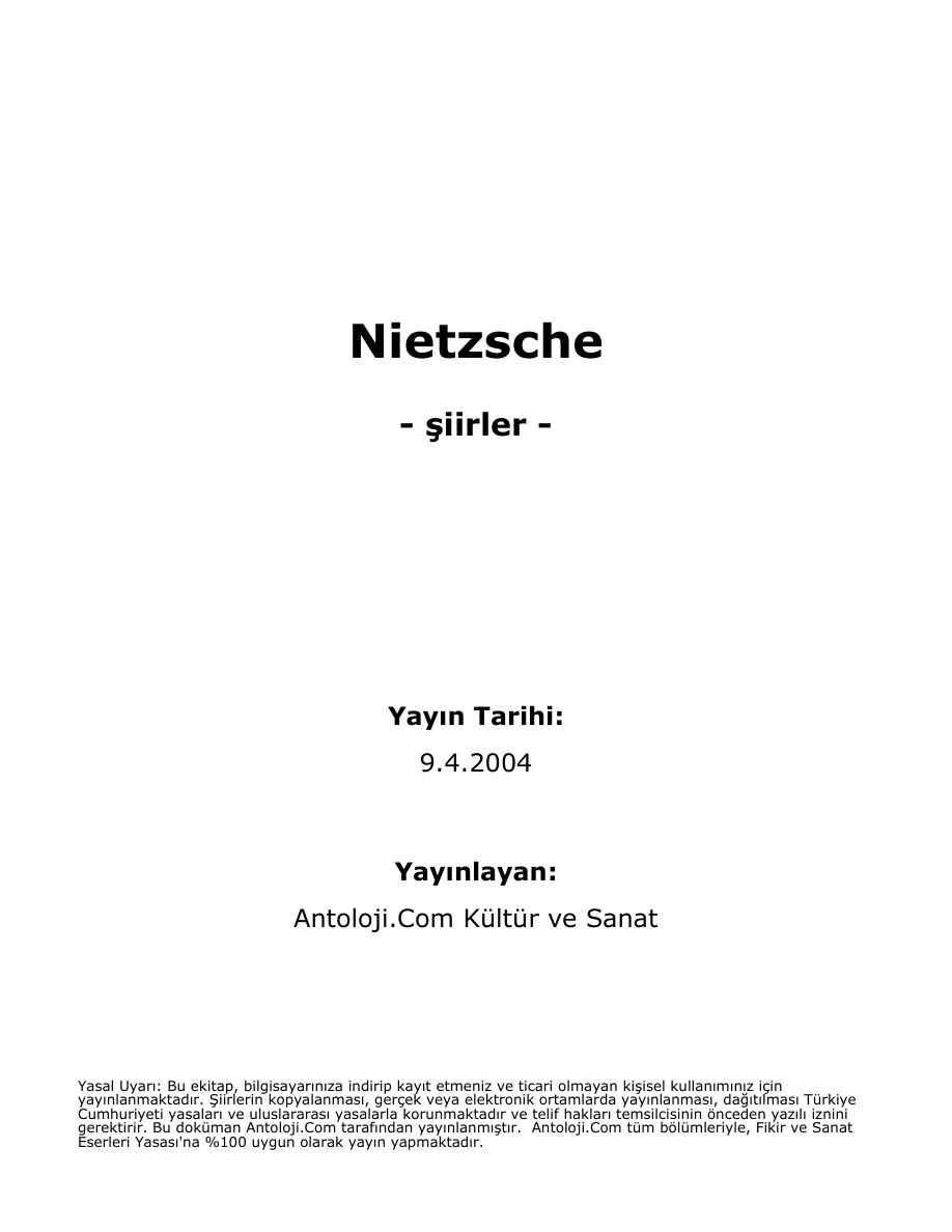 Şiirler PDF – Friedrich Nietzsche
