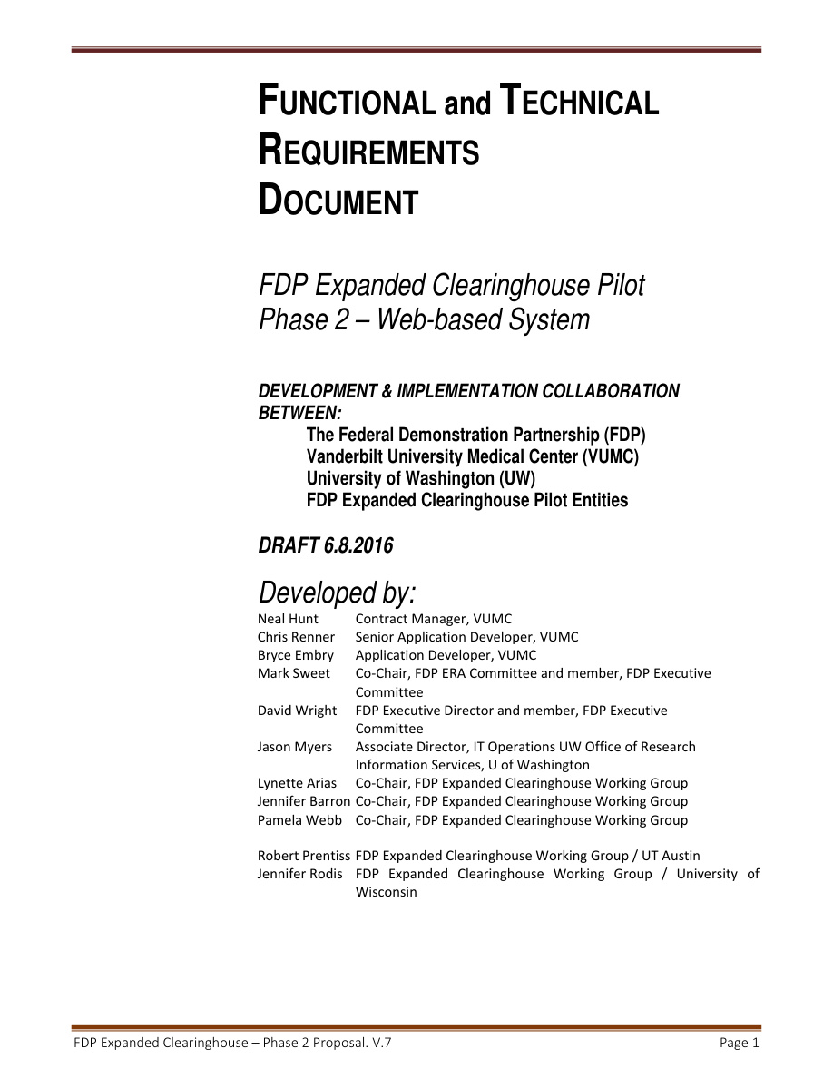 Functional and Technical Requirements: Clearinghouse System PDF – Unknown