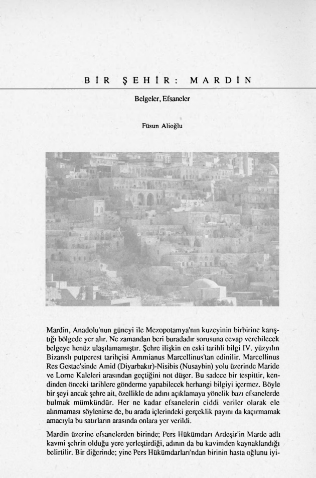 Füsun Alioğlu Bir Şehir; Mardin Kitap Kapağı