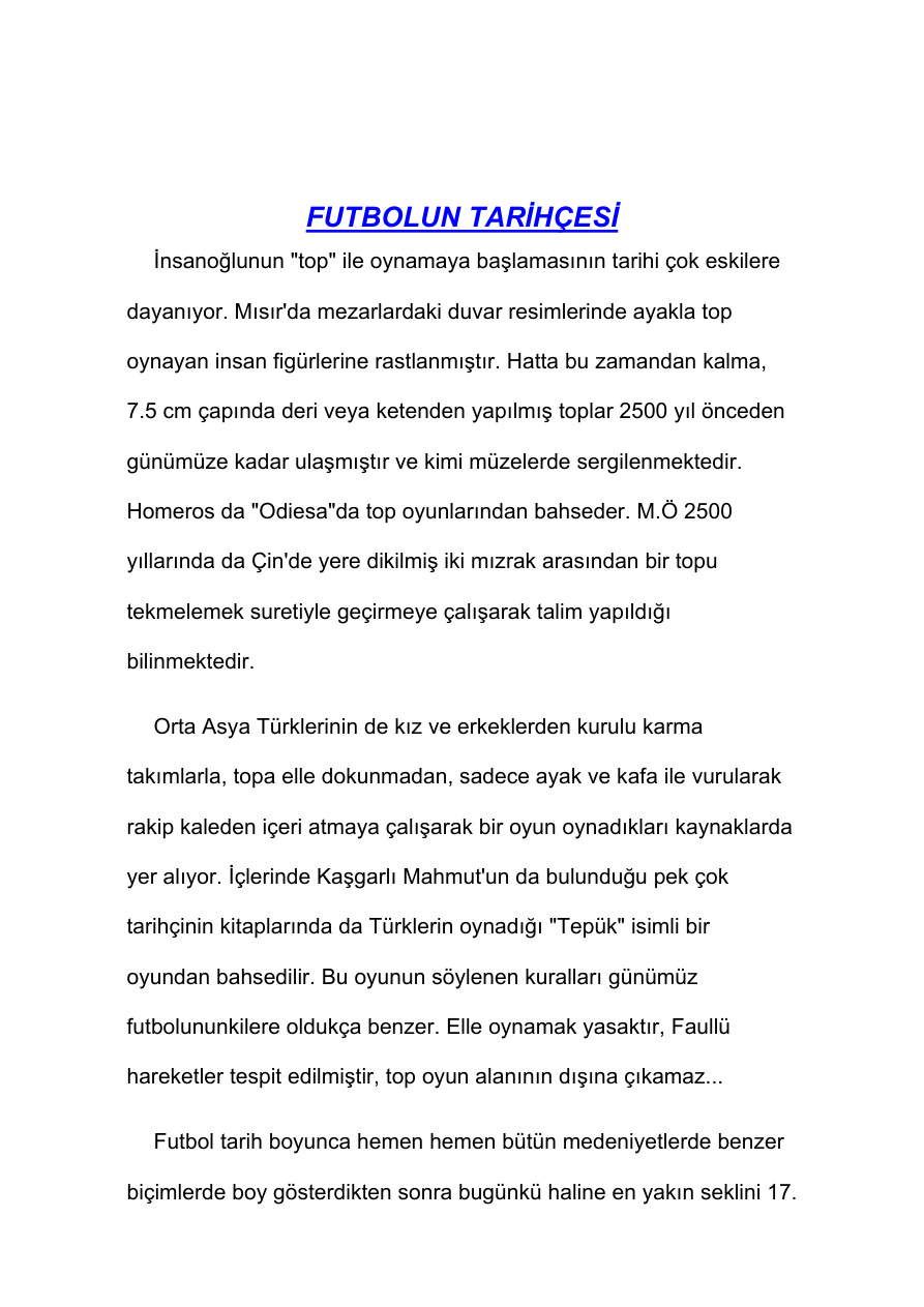 Futbolun Tarihçesi PDF – Kolektif / Araştırma