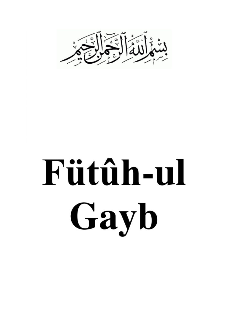 Futuh ulGayb Kitap Kapağı