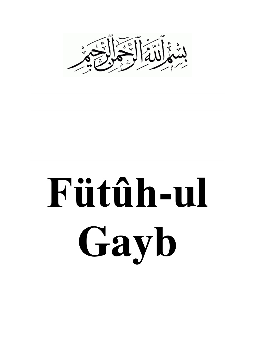 Fütuhu’l-Gayb PDF – Abdülkadir Geylani