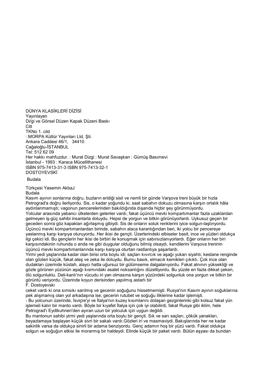Budala PDF – Fyodor Dostoyevski