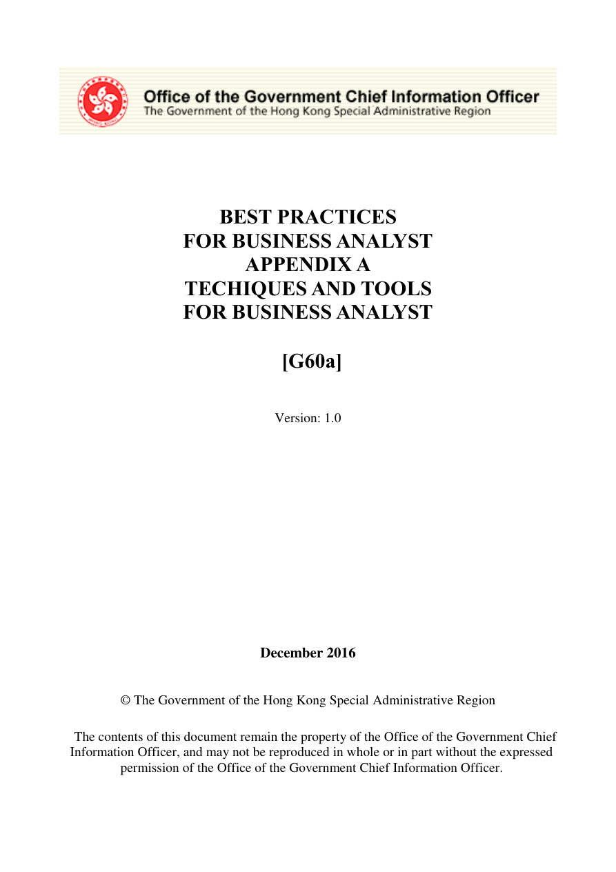 G60a: Best Practices for Business Analyst – Appendix A PDF – Unknown
