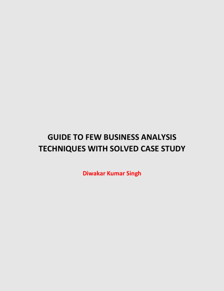 GUIDE TO FEW BUSINESS ANALYSIS TECHNIQUES WITH SOLVED CASE S Kitap Kapağı