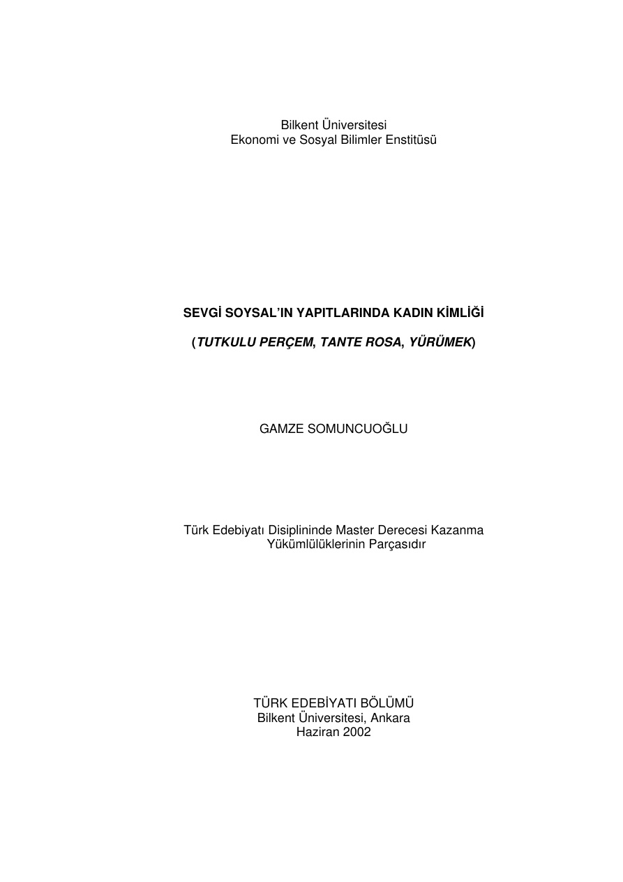 Sevgi Soysal’ın Yapıtlarında Kadın Kimliği PDF – Gamze Somuncuoğlu