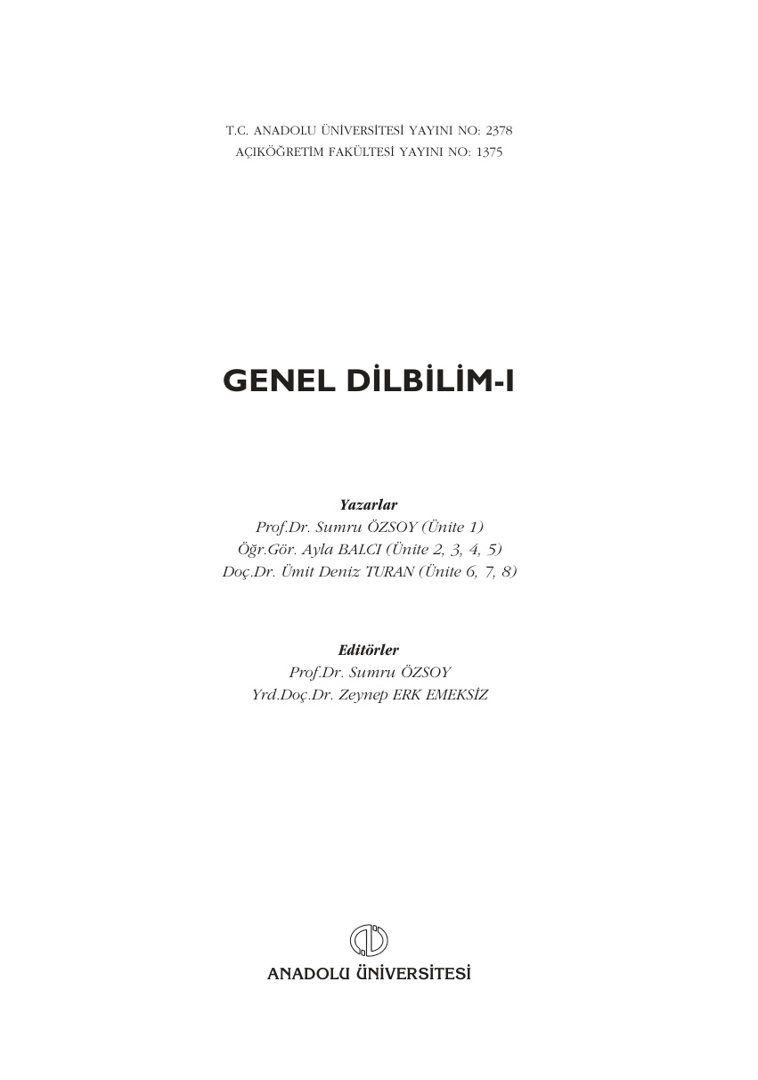 Genel Dilbilim 1 PDF – Ferdinand de Saussure (Esintili) / Kolektif