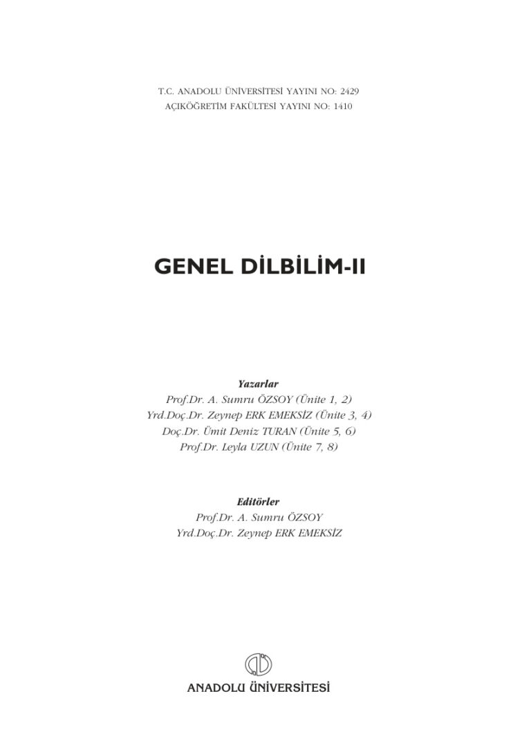 Genel Dilbilim 2 Kitap Kapağı