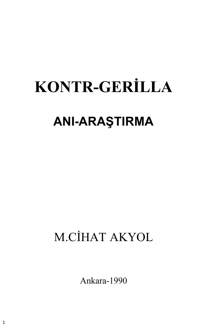 Kontr-gerilla Anı Araştırma PDF – General M. Cihat Akyol