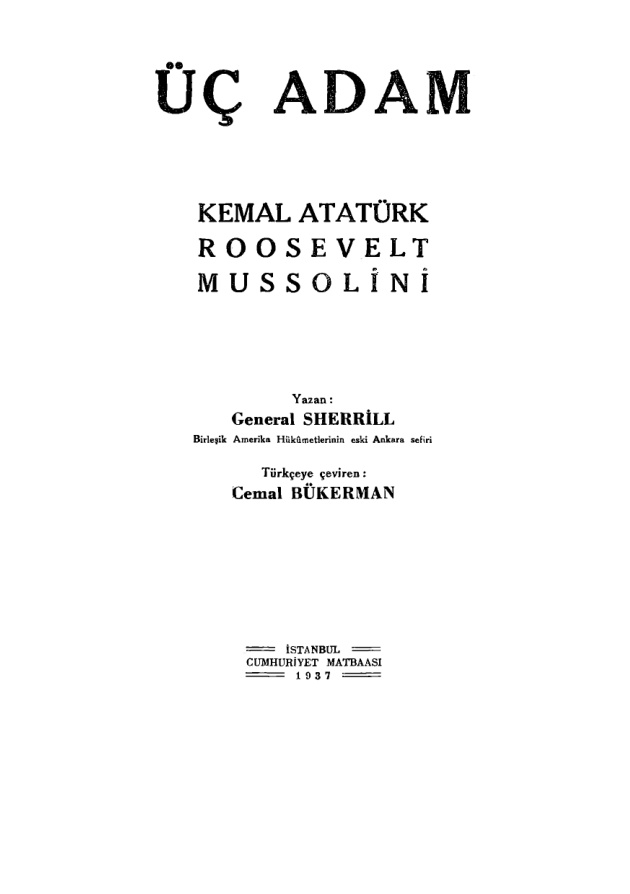 Üç Adam: Kemal Atatürk – Roosevelt – Mussolini PDF – General Sherrill