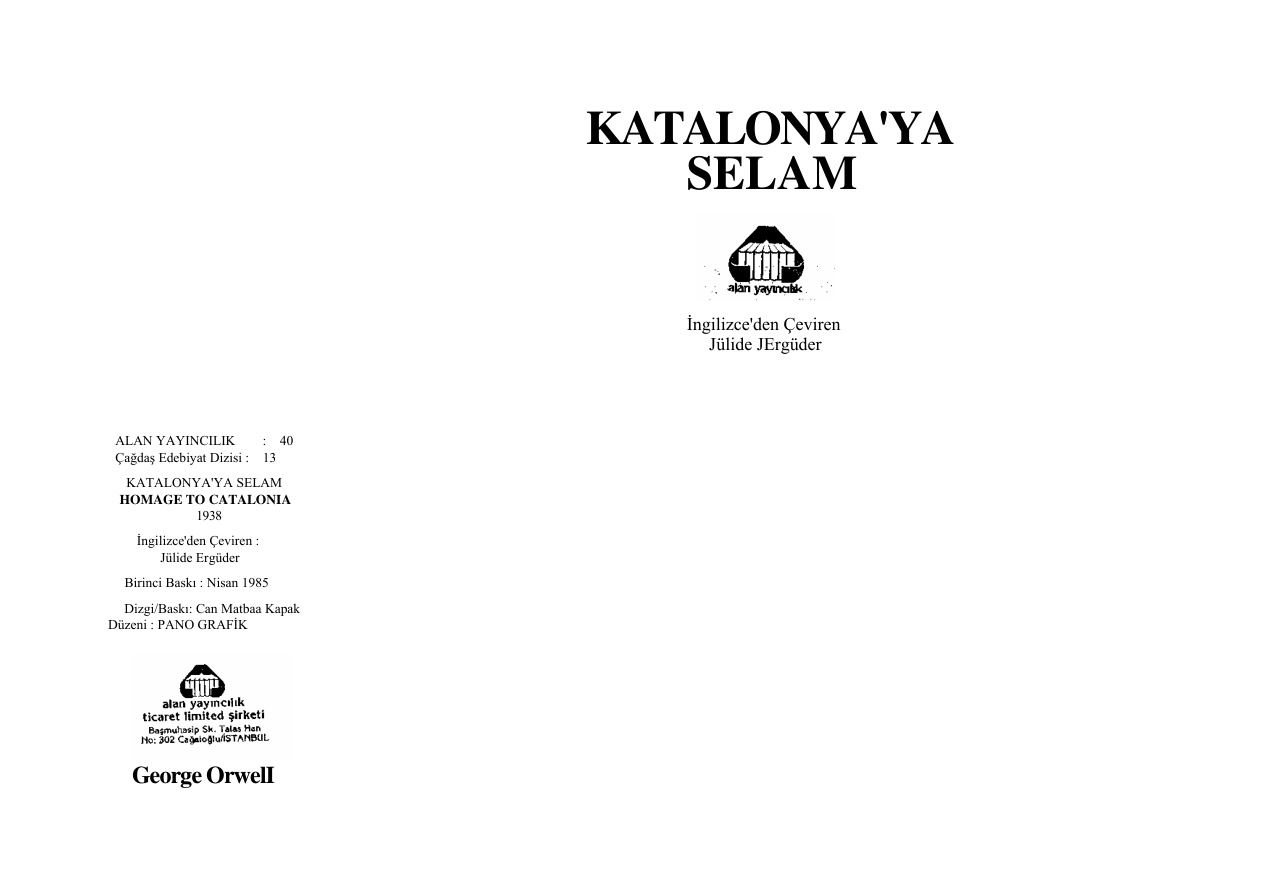 Katalonya’ya Selam PDF – George Orwell