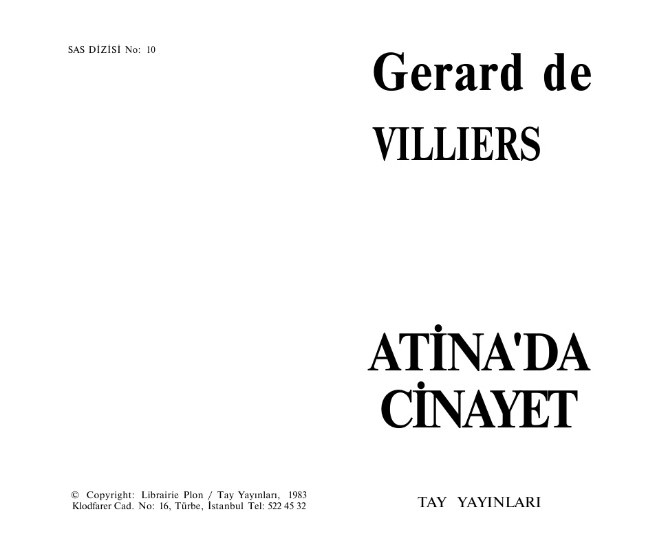 10 Atina’da Cinayet PDF – Gerard De Villiers