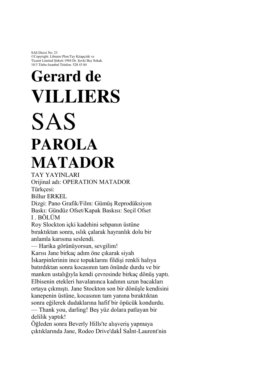 23 Parola Matador PDF – Gerard De Villiers