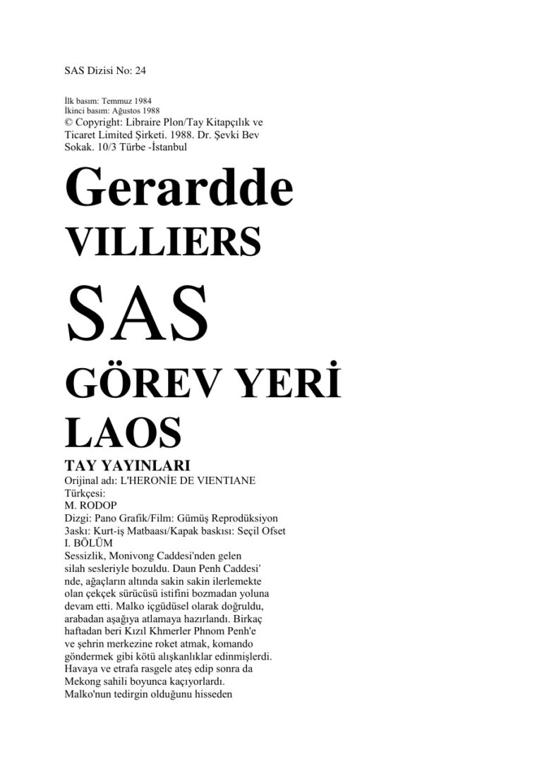 Gerard De Williers 25 Gorev Yeri Laos Kitap Kapağı