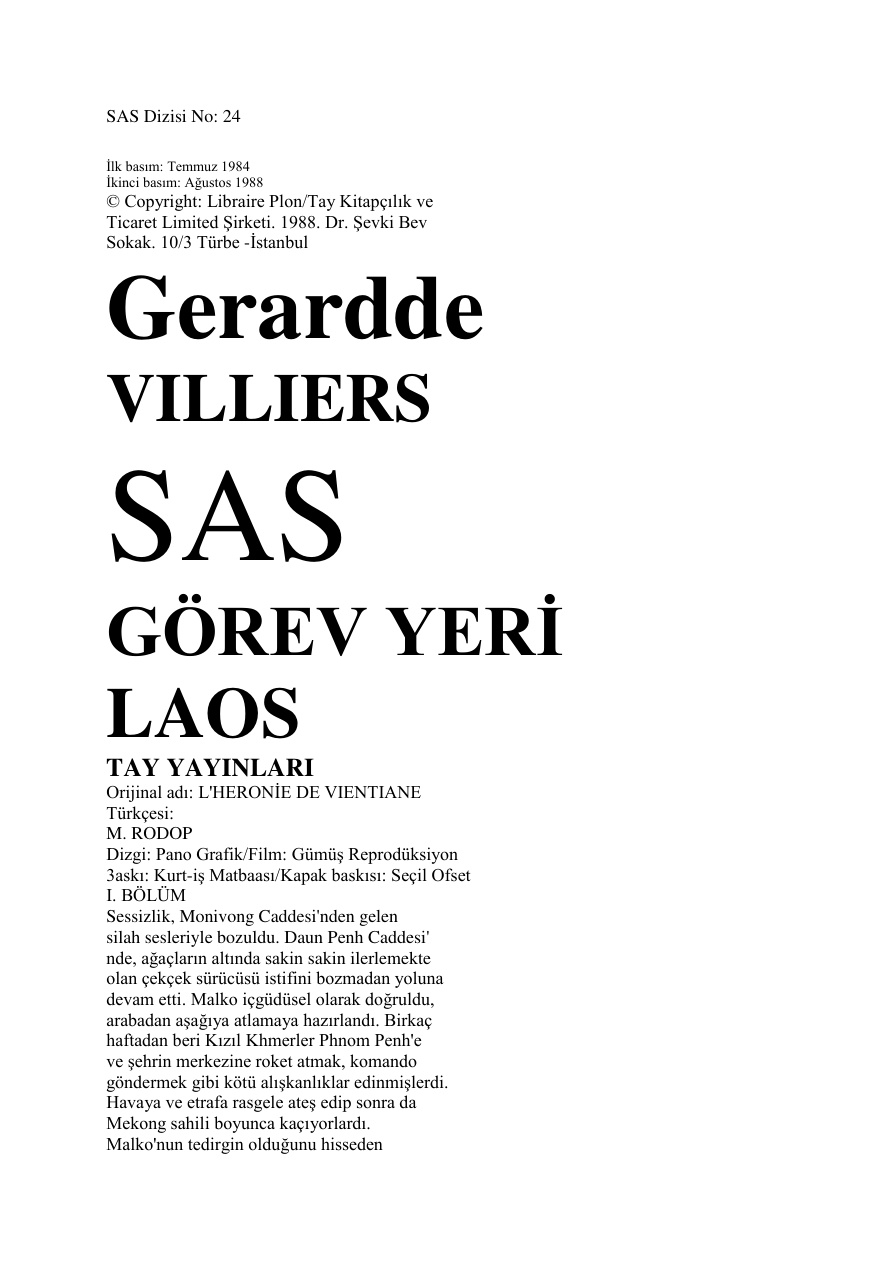 25 Görev Yeri Laos PDF – Gerard De Villiers