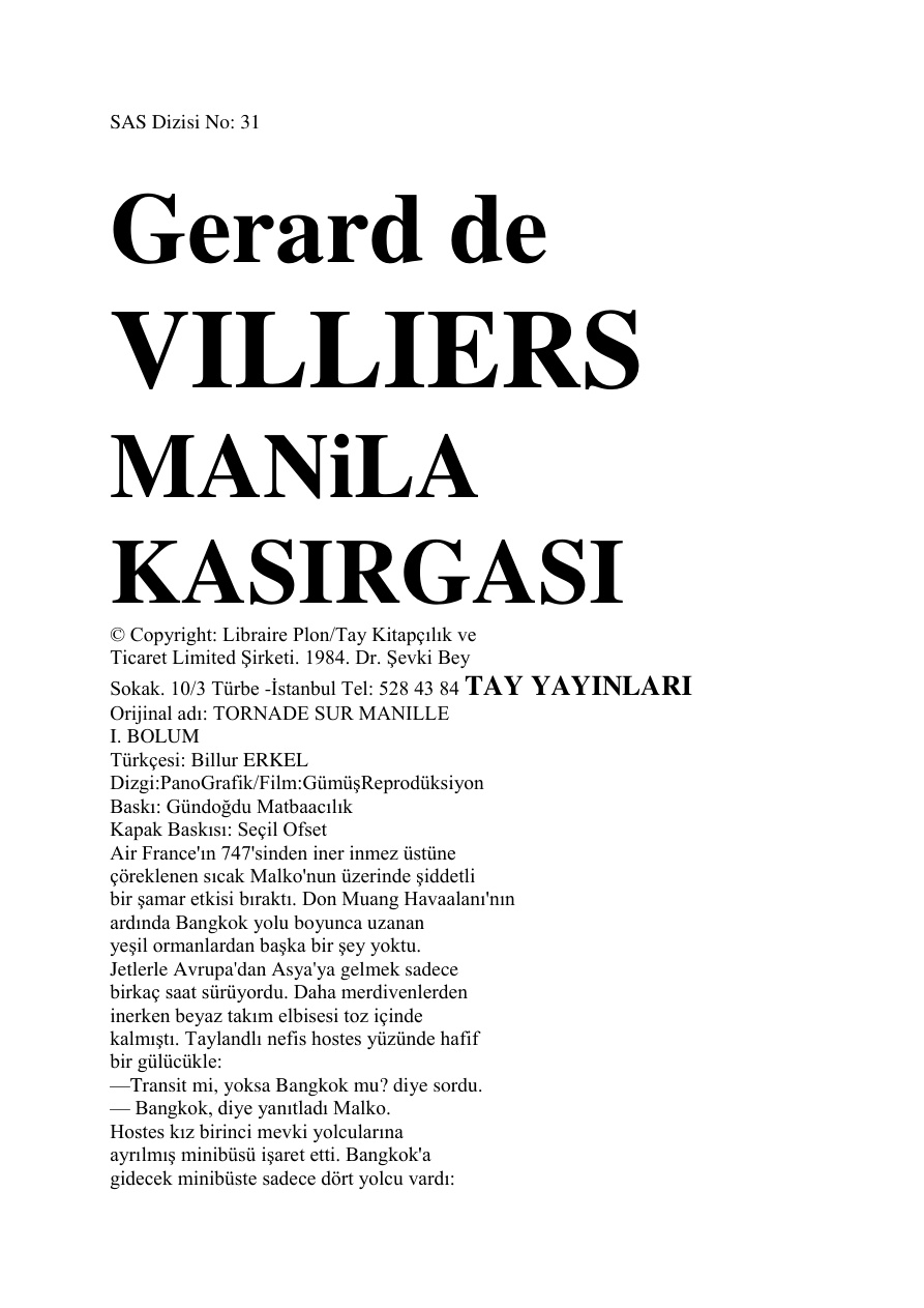 31 Manila Kasırgası PDF – Gerard De Villiers