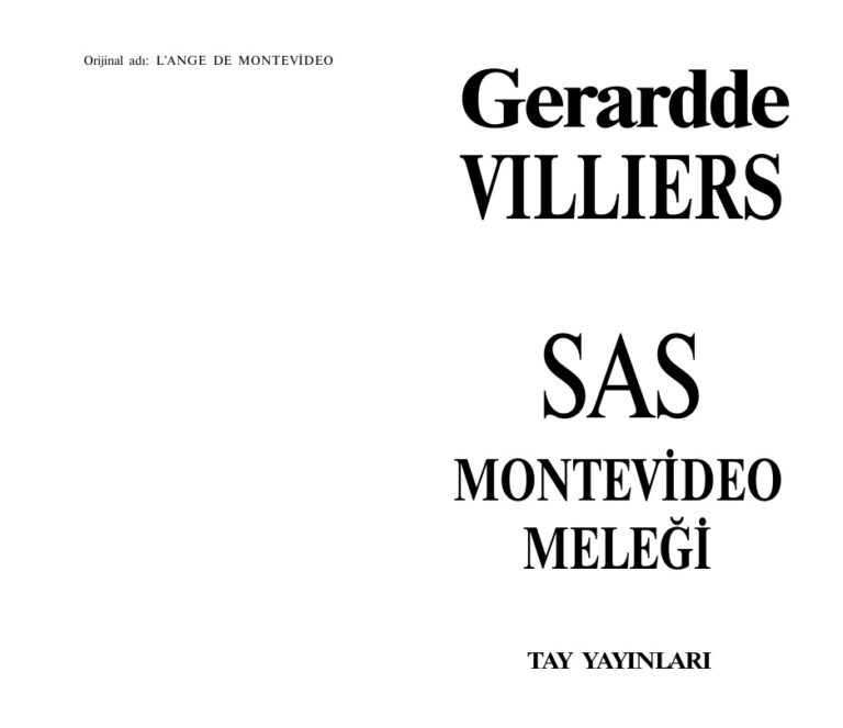 Gerard De Williers 38 Montevideo Melegi Kitap Kapağı
