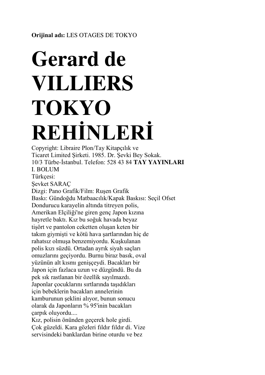 43 Tokyo Rehineleri PDF – Gerard De Villiers