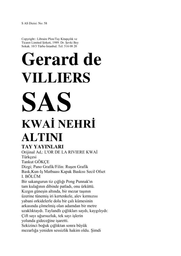 Gerard De Williers 59 Kwai Nehri Altini Kitap Kapağı