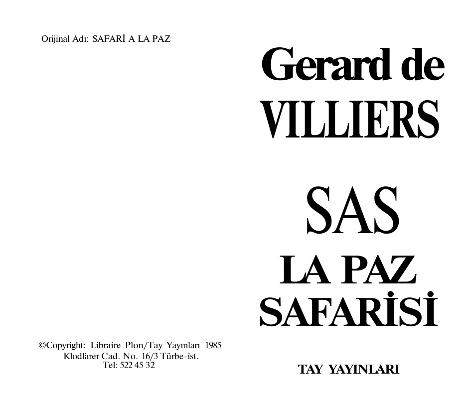 62 La Paz Safarisi PDF – Gerard De Villiers