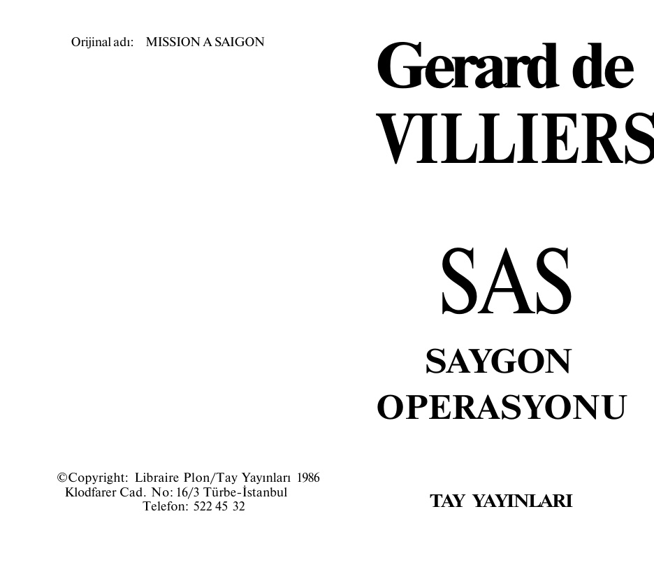 73 Saygon Operasyonu PDF – Gerard De Villiers