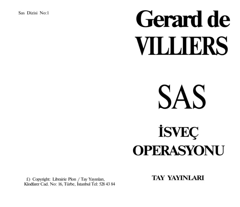 Gerard De Williers 85 Isvec Operasyonu Kitap Kapağı