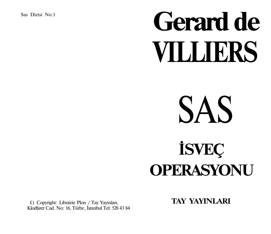 85 (Özel) İsveç Operasyonu PDF – Gerard De Villiers