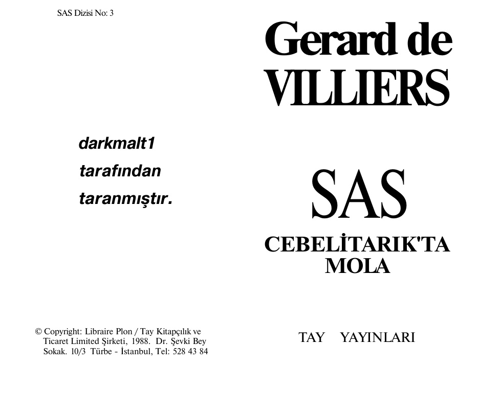 87 (Özel) Cebelitarık’ta Mola PDF – Gerard De Villiers