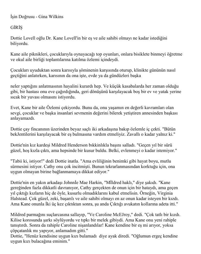 İşin Doğrusu PDF – Gina Wilkins