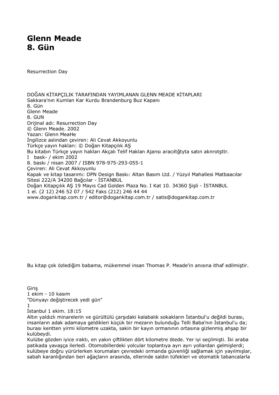 8. Gün PDF – Glenn Meade