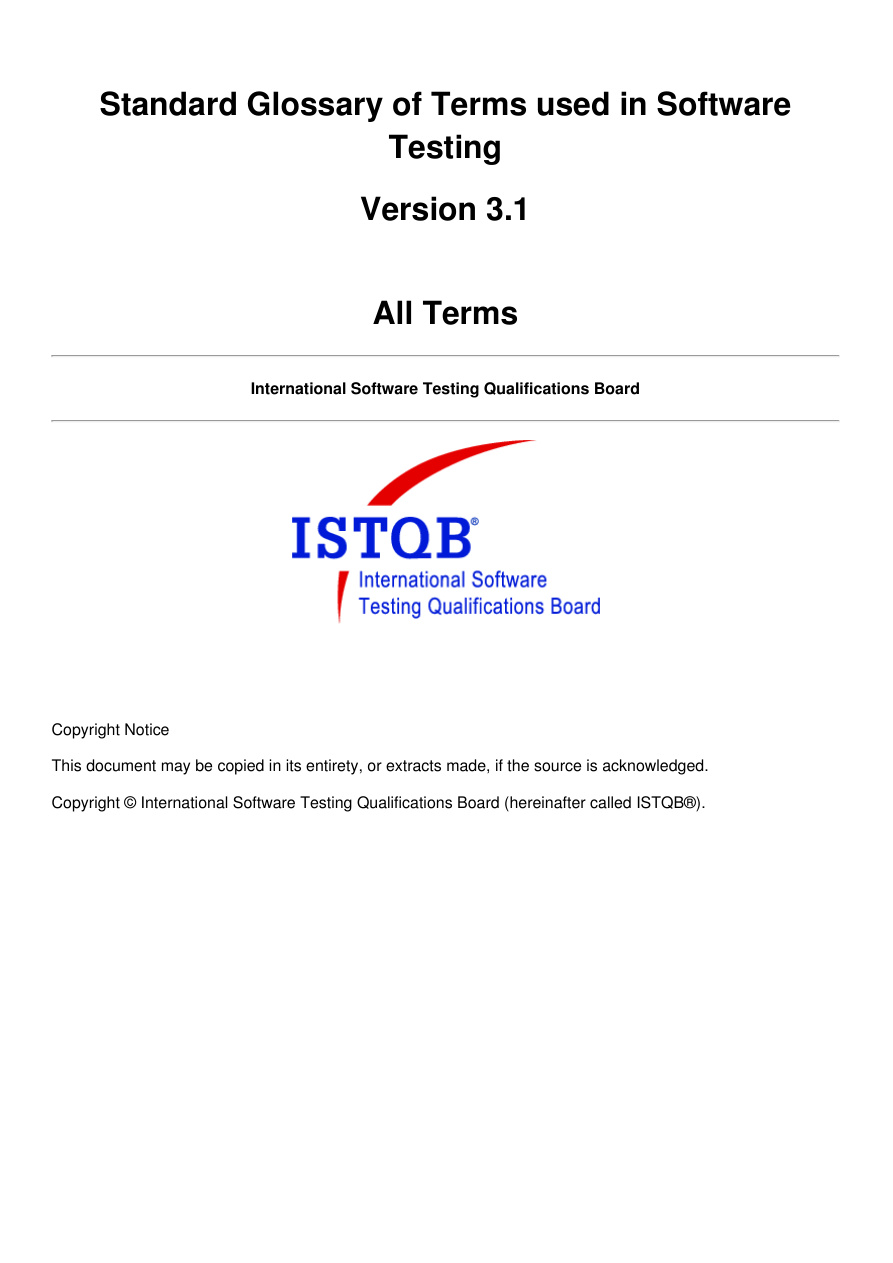 Glossary of Software Testing Terms PDF – ISTQB / Unknown