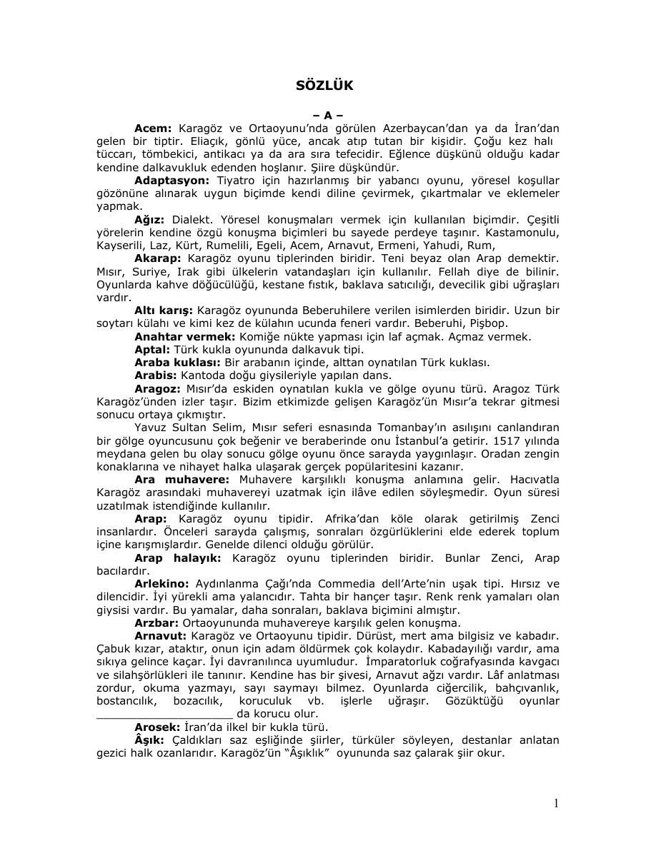 Gölge Oyunu (Karagöz – Hacivat) Sözlüğü PDF – Kolektif / Araştırma