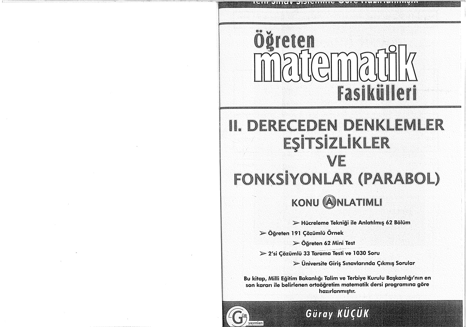 Gür Yayınları 2. Dereceden Denklemler ve Parabol Konu Anlatımlı PDF – Gür Yayınları Komisyon