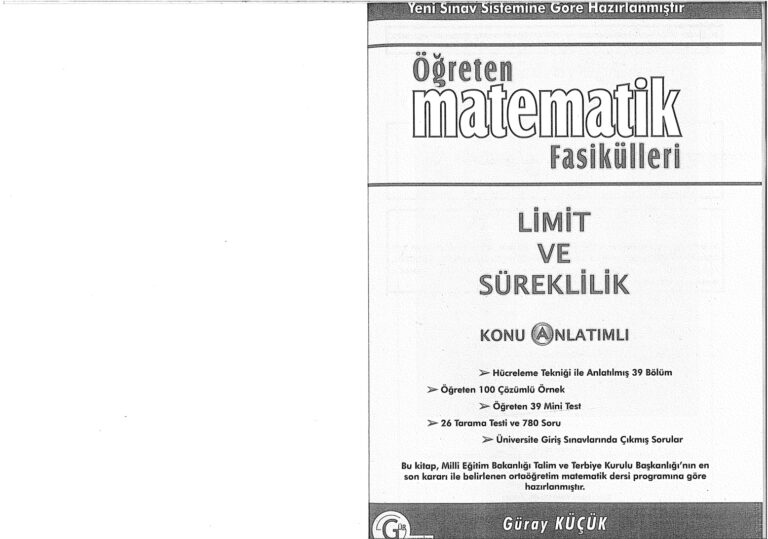 GrYaynlar LimitVeSreklilikKonuAnlatml Kitap Kapağı