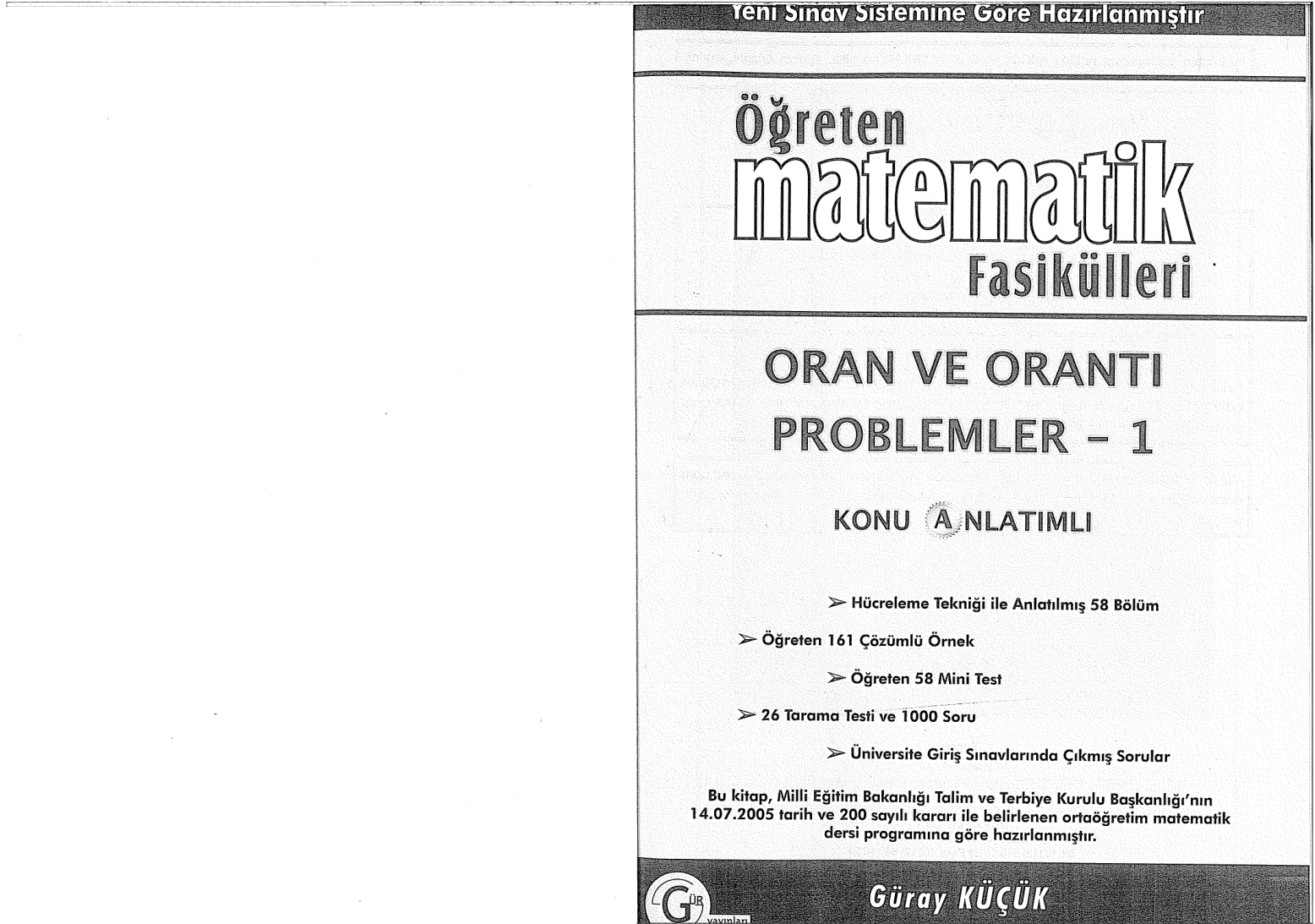 Gür Yayınları Oran-Orantı ve Problemler 1 Konu Anlatımlı PDF – Gür Yayınları Komisyon