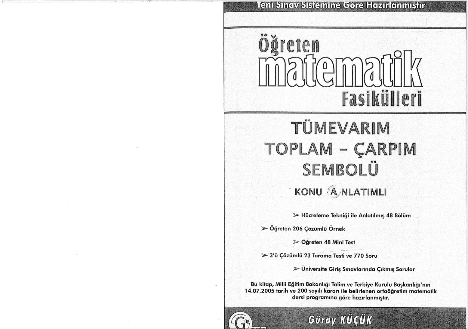 Gür Yayınları Tümevarım ve Toplam-Çarpım Sembolü PDF – Gür Yayınları Komisyon