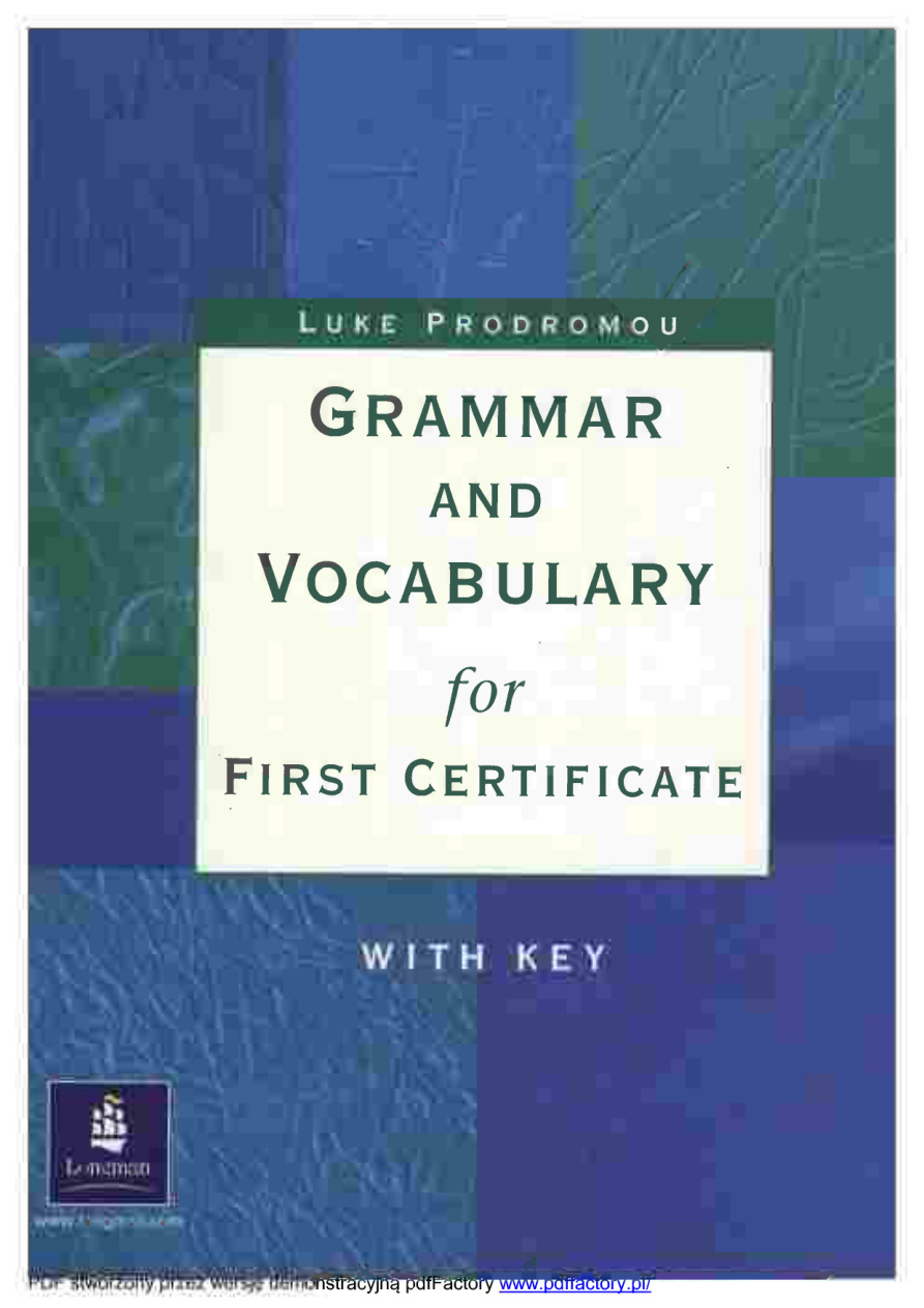 Grammar and Vocabulary For First Certificate PDF – Luke Prodromou
