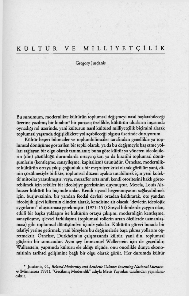 Kültür ve Milliyetçilik PDF – Gregory Jusdanis