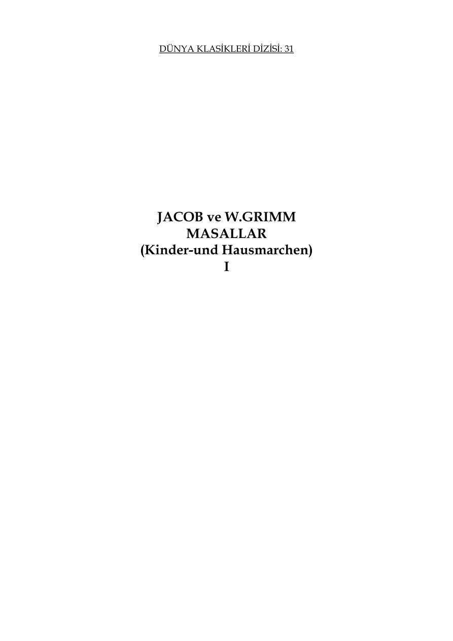 Grimm Masalları 1 PDF – Grimm Kardeşler