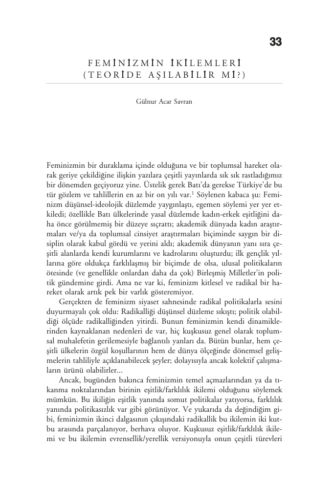 Feminizmin İkilemleri PDF – Gülnur Acar-Savran
