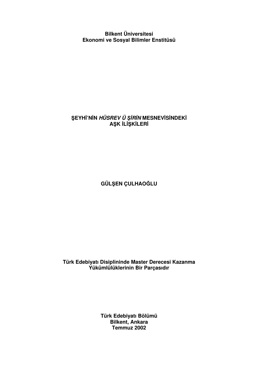 Şeyhî’nin Hüsrev ü Şirin Mesnevisindeki Aşk İlişkileri PDF – Gülsen Çulhaoğlu