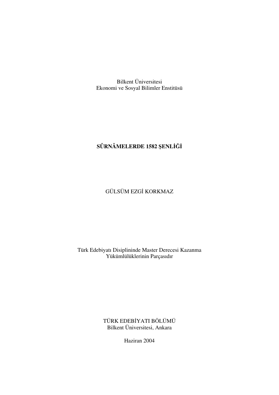 Surnamelerde 1582 Şenliği PDF - Gülsüm Ezgi Korkmaz 1 Surnamelerde 1582 Şenliği